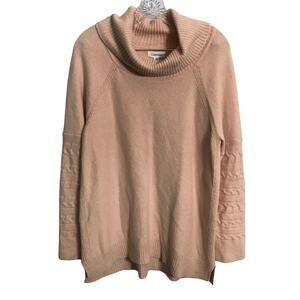 Calvin Klein Sweater Top Large Womens Peach Pink Cowl Neck Soft Long Sleeve L